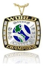 Picture of Major Plus World Champion Ring/Pendant w/World and Crossed Bats  - 10K White Gold Major Plus World Champion Pendant w/World and Crossed Bats