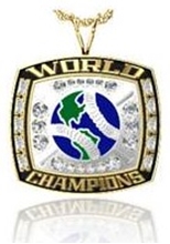 Picture of Major World Champion Ring/Pendant w/World and Crossed Bats - 14K White Gold Major World Champion Pendant w/World & Crossed Bats